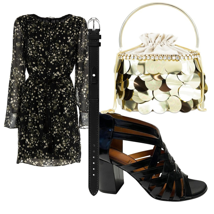 Outfit donna - Raffaella 1st version. Stile Casual chic per Serata fuori. Abbinamento con décolleté, vestiti corti, orologi, borse a mano.