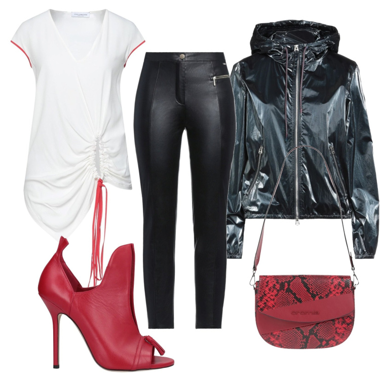 Outfit donna - Portami a ballare. Stile Trendy per Serata fuori. Abbinamento con pantaloni, giacche, bluse, stivaletti, borse a spalla.