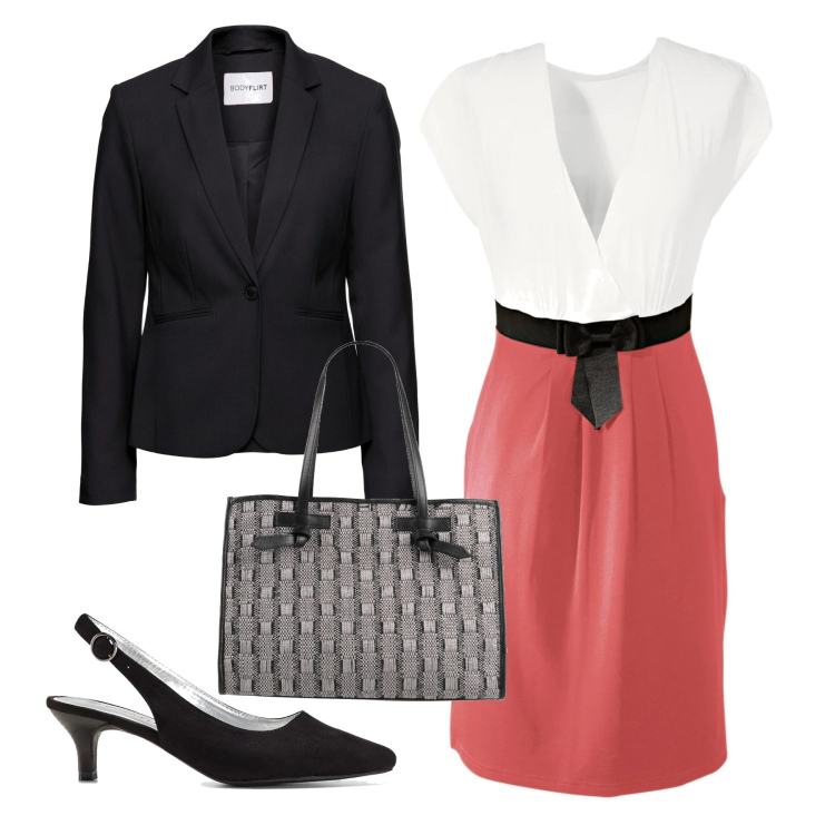 Outfit donna - L\'ufficio di lunedì. Stile Bon Ton per Ufficio. Abbinamento con blazer, vestiti, décolleté, borse a mano.