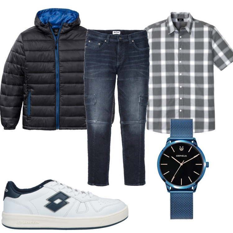 Outfit uomo - Colazione in jeans. Stile Casual per Tutti i giorni. Abbinamento con jeans slim fit, camicie a manica corta, giacche, sneakers, orologi.