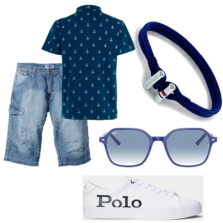 Outfit uomo - Paolo. Stile Urban per Tutti i giorni. Abbinamento con bermuda, polo, sneakers, occhiali da sole, braccialetti.