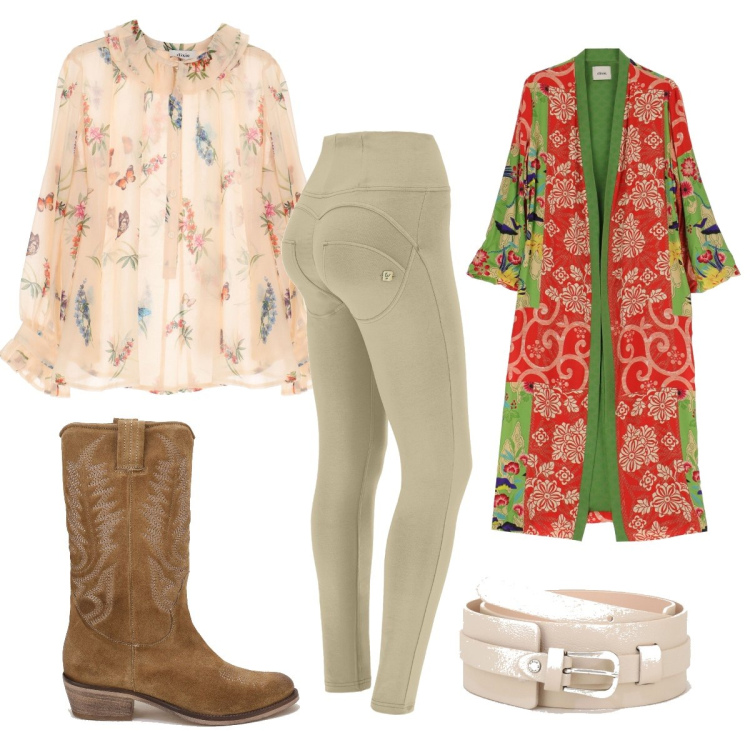Outfit donna - Boho al Coachella Festival. Stile Boho per Tutti i giorni. Abbinamento con trench, camicie, cinture, stivaletti texani, pantaloni skinny.
