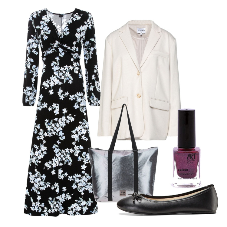 Outfit donna - Con tranquillità. Stile Bon Ton per Tutti i giorni. Abbinamento con ballerine, vestiti lunghi, blazer, borse tote, smalti.