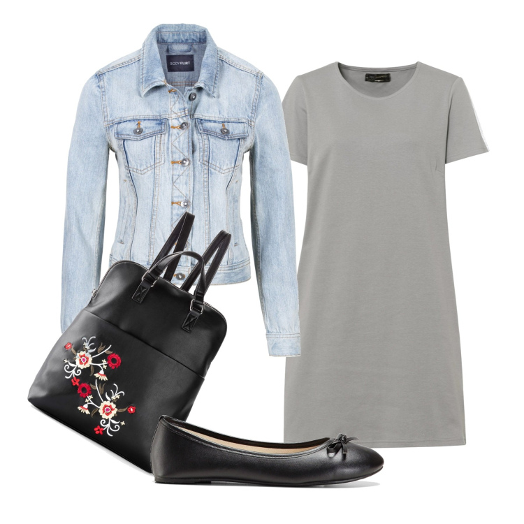 Outfit donna - Unico indizio i fiori. Stile Bon Ton per Tutti i giorni. Abbinamento con ballerine, vestiti, zaini, giacche sportive.