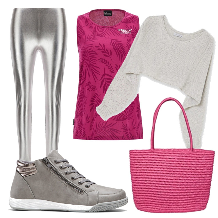 Outfit donna - Total look #1597055. Stile Sporty chic per Sport. Abbinamento con sneakers alte, bolero, pantaloni, canottiere, borse sportive.