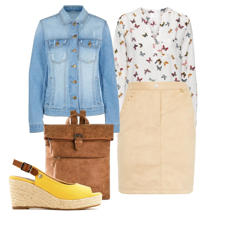 Outfit donna - Prime farfalle. Stile Bon Ton per Tutti i giorni. Abbinamento con bluse, zaini, blazer, minigonne, décolleté.