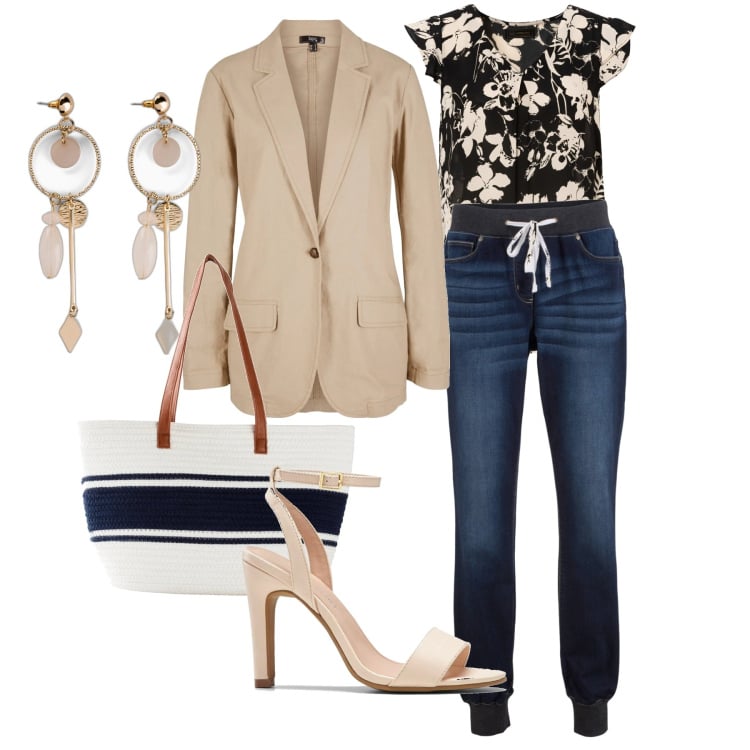 Outfit donna - Chiaro e lungo. Stile Casual chic per Tutti i giorni. Abbinamento con jeans boyfriend, orecchini, camicie, blazer, sandali col tacco, shopping bag.