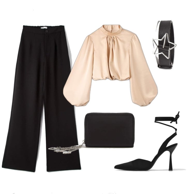 Outfit donna - La camicia corta ma coreana. Stile Casual chic per Serata fuori. Abbinamento con pantaloni, camicie, portafogli, cinture, décolleté.