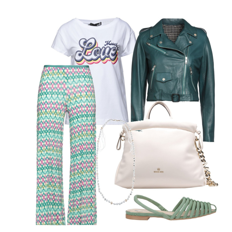 Outfit donna - Yoox - Spring Mid Season Sale. Stile Trendy per Tutti i giorni. Abbinamento con sandali in pelle, giacche, borse a mano, pantaloni, collane, t-shirt.