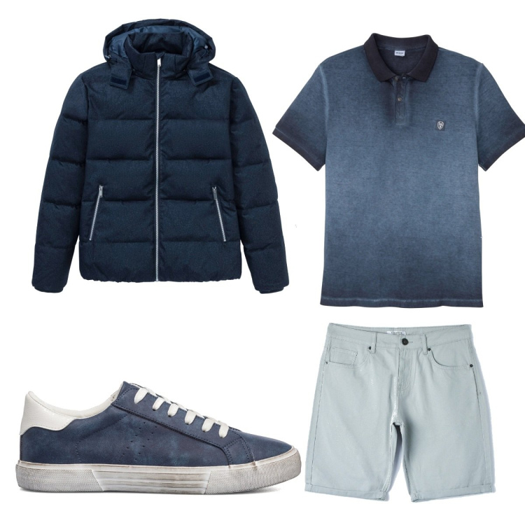 Outfit uomo - Total look #1600749. Stile Casual per Tutti i giorni. Abbinamento con polo, giacche, pantaloni corti, sneakers.