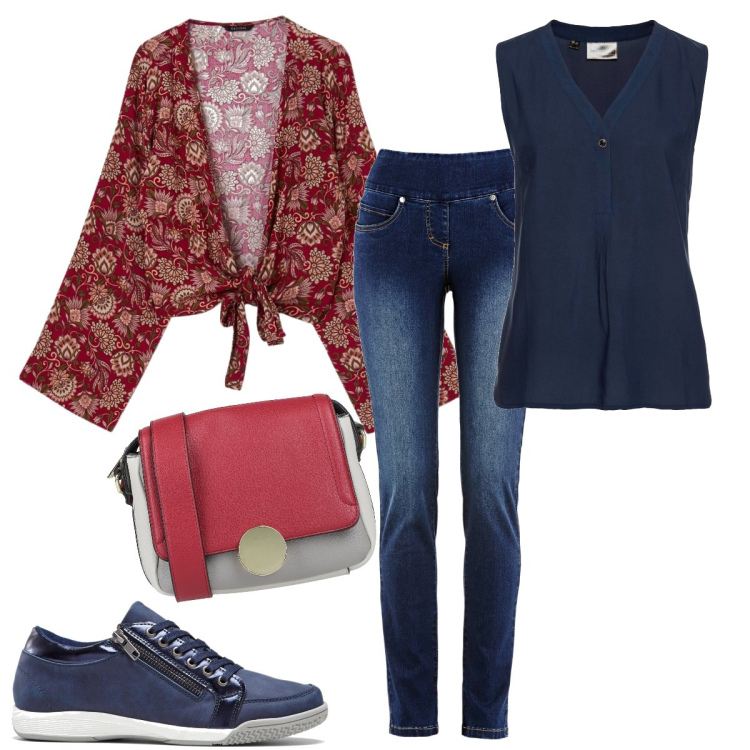 Outfit donna - La camicia annodata. Stile Casual chic per Tutti i giorni. Abbinamento con jeans, sneakers alte, top, borse a tracolla, camicie.