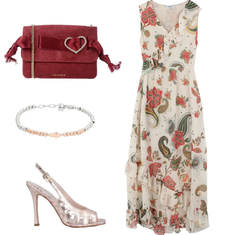 Outfit donna - Yoox - Spring Mid Season Sale. Stile Romantica per Serata fuori. Abbinamento con vestiti lunghi, sandali in pelle, borse a tracolla, braccialetti.