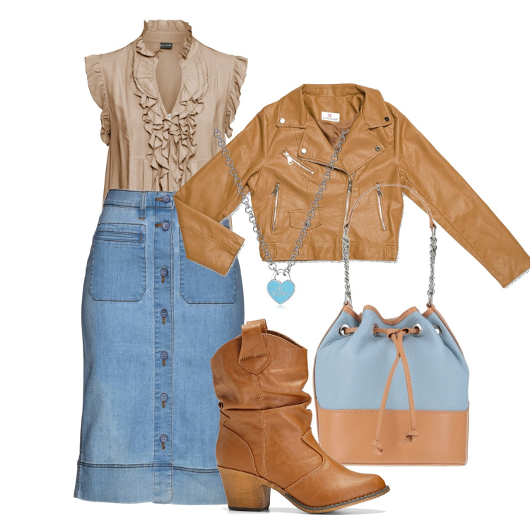 Outfit donna - Ancora i texani. Stile Trendy per Tutti i giorni. Abbinamento con gonne, maglieria, stivaletti texani, borse a mano, collane, cappotti.