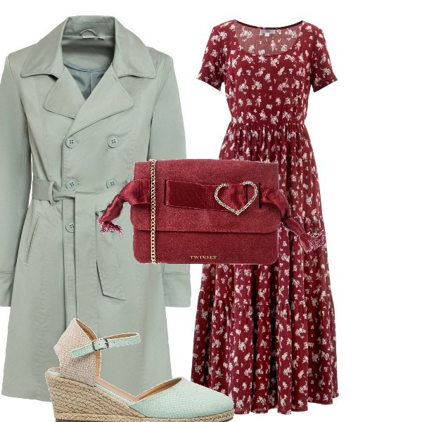 Outfit donna - Cuore red. Stile Boho per Serata fuori. Abbinamento con vestiti lunghi, trench, borse a tracolla, espadrillas.