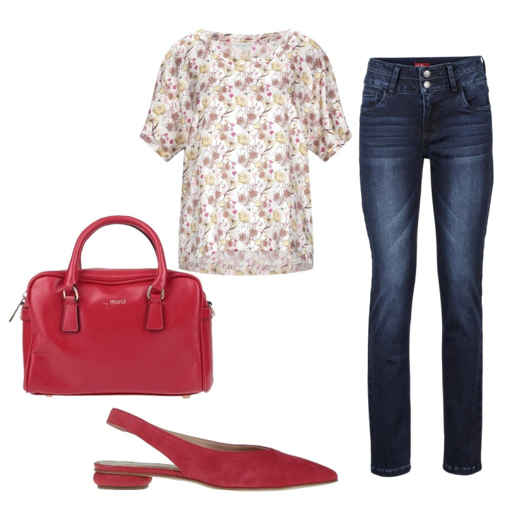Outfit donna - Total look #1602976. Stile Boho per Tutti i giorni. Abbinamento con jeans, borse a mano, bluse, ballerine.