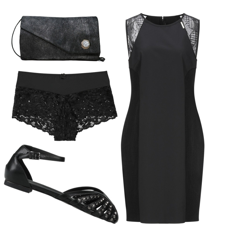 Outfit donna - La ballerina elegante. Stile Chic per Serata fuori. Abbinamento con culotte, vestiti midi/longuette, ballerine, borse a spalla.