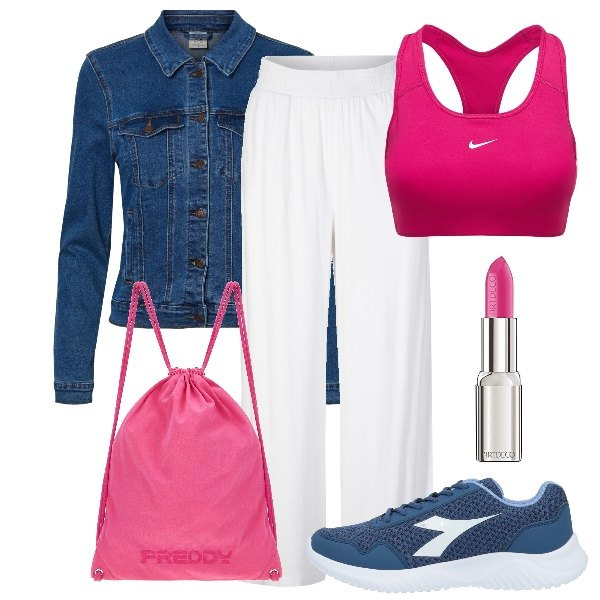 Outfit donna - di corsa... in palestra!. Stile Trendy per Tutti i giorni. Abbinamento con pantaloni, sneakers, zaini, giacche, top, rossetti.