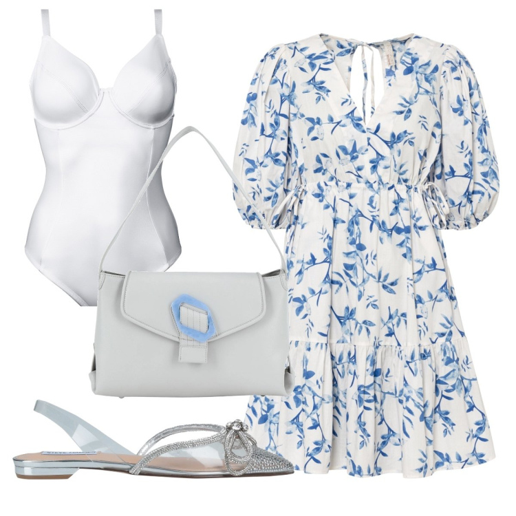 Outfit donna - Ballerine con l’abito romantico. Stile Romantica per Cerimonia. Abbinamento con ballerine, borse a spalla, body, vestiti.