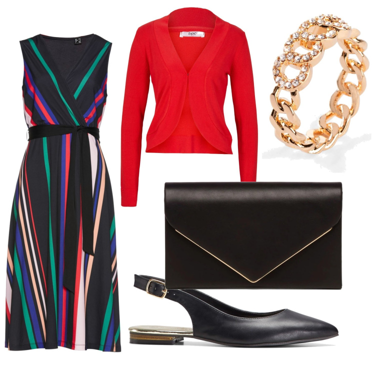 Outfit donna - Total look #1604809. Stile Chic per Cerimonia. Abbinamento con vestiti, blazer, ballerine, anelli, clutch.
