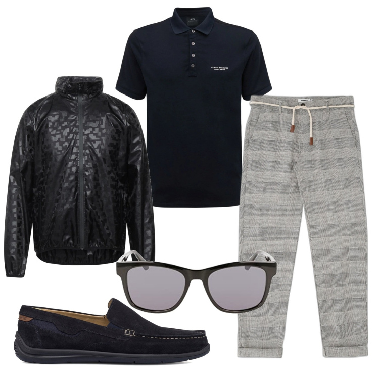 Outfit uomo - Abbina una polo. Stile Trendy per Tutti i giorni. Abbinamento con pantaloni, scarpe stringate, giacche, polo, occhiali da sole.