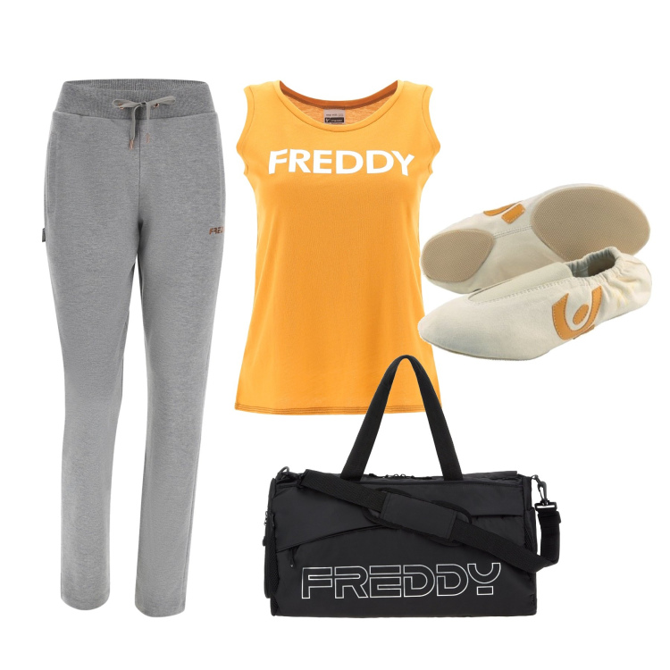 Outfit donna - In palestra. Stile Basic per Sport. Abbinamento con borse sportive, scarpe sportive, pantaloni, canottiere.