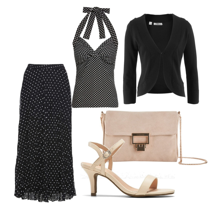 Outfit donna - Ghost outfitter - aprile. Stile Trendy per Cerimonia. Abbinamento con gonne, blazer, top, sandali col tacco, pochette.