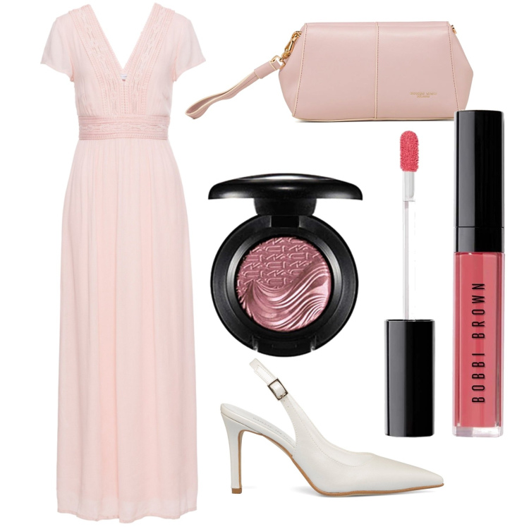 Outfit donna - Cerimonia chic. Stile Romantica per Cerimonia. Abbinamento con vestiti lunghi, décolleté, clutch, ombretti, gloss.