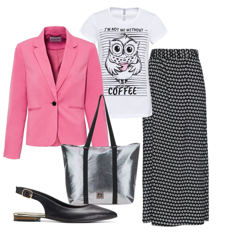 Outfit donna - Time for me. Stile Bon Ton per Tutti i giorni. Abbinamento con t-shirt sportive, gonne lunghe, ballerine, blazer, borse tote.