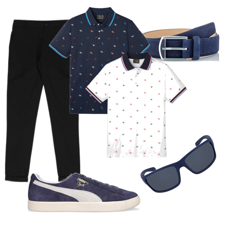 Outfit uomo - Total look #1607653. Stile Casual per Tutti i giorni. Abbinamento con pantaloni, leggings, sneakers, occhiali da sole, cinture.