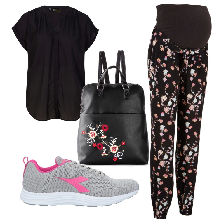 Outfit donna - Total look #1607792. Stile Basic per Tutti i giorni. look ideale per Premaman. Abbinamento con pantaloni, camicie a manica corta, zaini, sneakers.