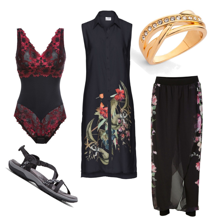 Outfit donna - Bella mamma con Bonprix. Stile Casual chic per Cerimonia. Abbinamento con sandali, camicie, pantaloni, body, anelli.