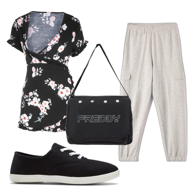 Outfit donna - Total look #1610308. Stile Trendy per Tutti i giorni. look ideale per Premaman. Abbinamento con tuniche, sneakers, pantaloni, borse messenger.