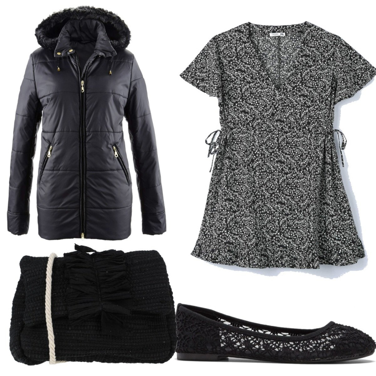 Outfit donna - Total look #1610316. Stile Romantica per Tutti i giorni. Abbinamento con ballerine, giacche, borse a tracolla, vestiti midi/longuette.