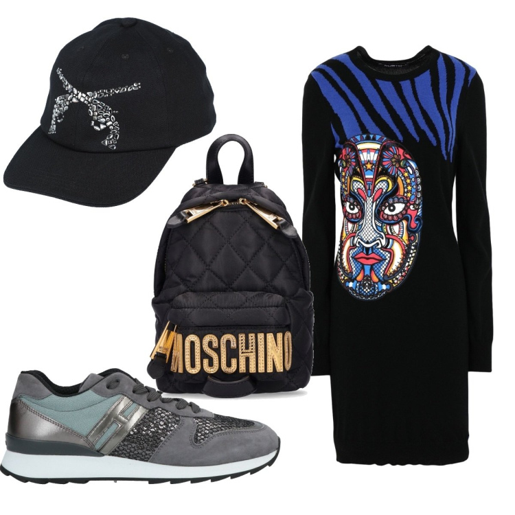 Outfit donna - Total look #1611174. Stile Basic per Tutti i giorni. Abbinamento con sneakers, cappelli con visiera, vestiti corti, zaini.
