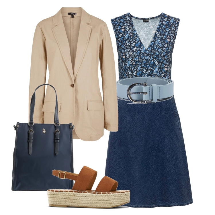 Outfit donna - Sintonia. Stile Bon Ton per Tutti i giorni. Abbinamento con top, gonne, blazer, sandali, borse a mano, cinture.