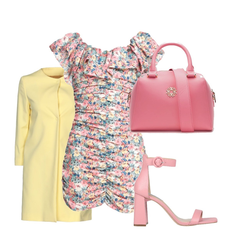 Outfit donna - Millefiori. Stile Romantica per Cerimonia. look ideale per Tall. Abbinamento con sandali col tacco, vestiti corti, cappotti, borse a mano.