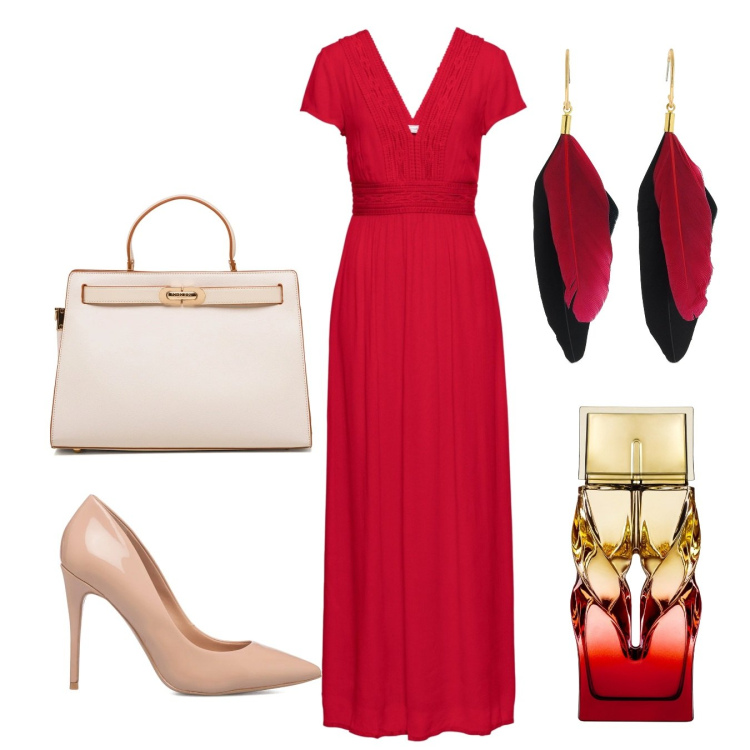 Outfit donna - Total look #1614454. Stile Chic per Cerimonia. Abbinamento con vestiti lunghi, décolleté, borse a mano, profumi, orecchini.