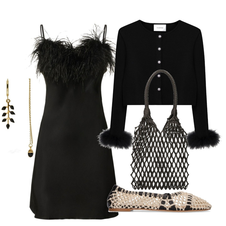 Outfit donna - Glam forever. Stile Glamour per Cerimonia. Abbinamento con orecchini, ballerine, vestiti, blazer, borse a mano.