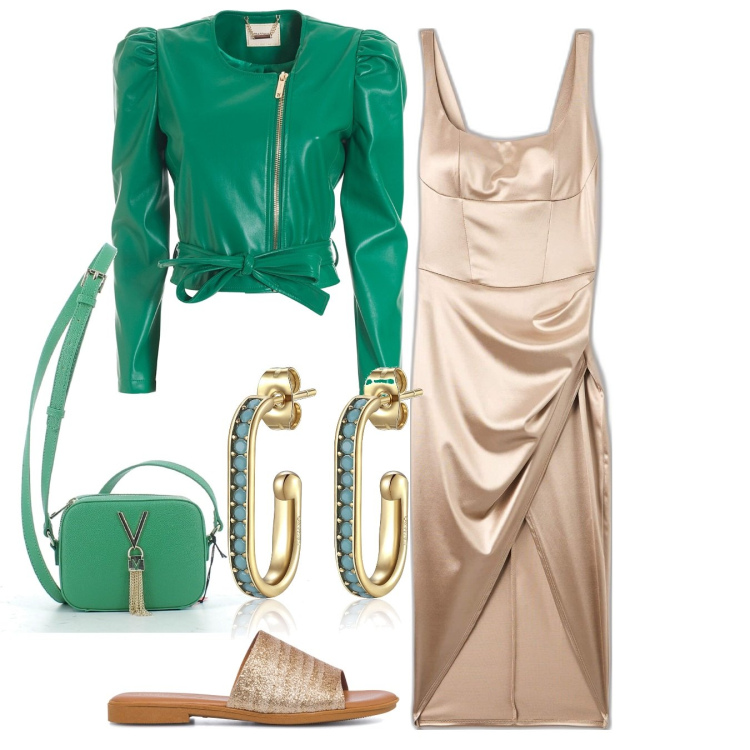 Outfit donna - Cerimonia in spiaggia. Stile Glamour per Cerimonia. Abbinamento con vestiti midi/longuette, cappotti, orecchini, borse a tracolla, sandali in pelle.