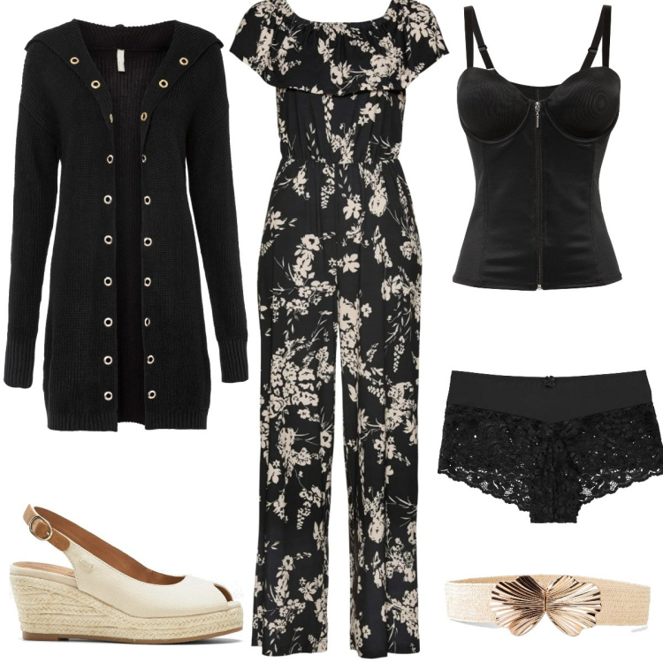 Outfit donna - Una mamma Bon Prix. Stile Basic per Serata fuori. Abbinamento con cardigans, culotte, cinture, tute, body, sandali.