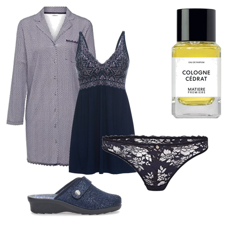Outfit donna - Buonanotte. Stile Bon Ton per Tutti i giorni. Abbinamento con vestaglie, pantofole, camicie da notte, profumi, perizomi.
