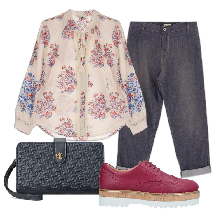 Outfit donna - Total look #1616824. Stile Basic per Tutti i giorni. Abbinamento con scarpe stringate, pochette, bluse, pantaloni capri.