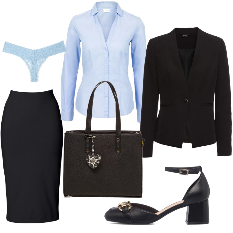 Outfit donna - Per ufficio. Stile Bon Ton per Ufficio. Abbinamento con camicie, gonne longuette, blazer, culotte, décolleté, borse a spalla.