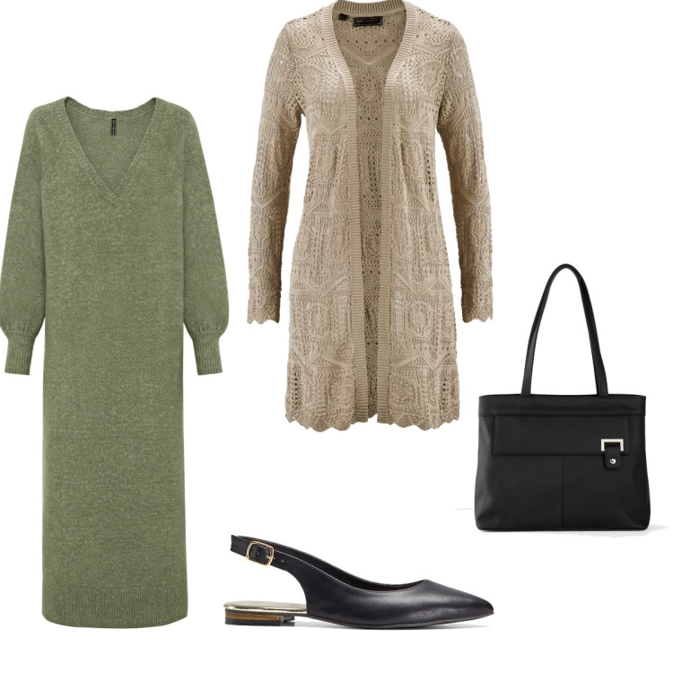 Outfit donna - Stile e praticità. Stile Sporty chic per Tutti i giorni. Abbinamento con cardigans, ballerine, vestiti, t-shirt.
