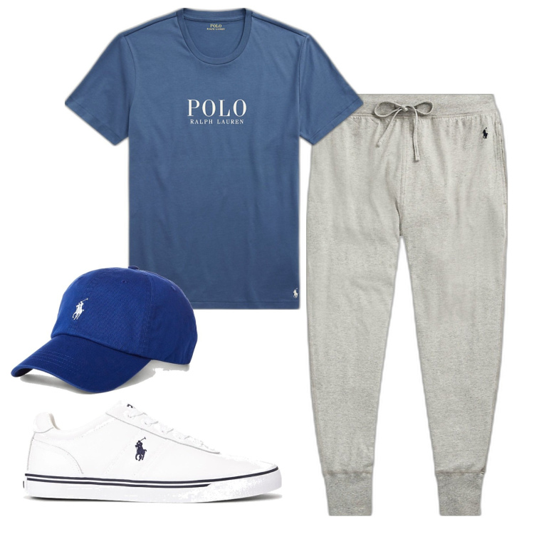Outfit uomo - Polo Ralph Lauren. Stile Urban per Tutti i giorni. Abbinamento con pantaloni, t-shirt, cappelli, sneakers.