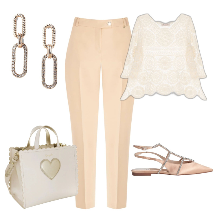 Outfit donna - Neutro ma con stile. Stile Glamour per Tutti i giorni. Abbinamento con ballerine, maglieria, pantaloni, orecchini, borse a mano.