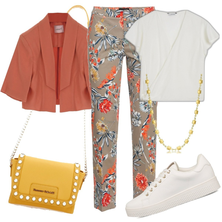 Outfit donna - la giacchina complice. Stile Casual per Tutti i giorni. Abbinamento con pantaloni, collane, camicie a manica corta, sneakers, giacche, borse a tracolla.