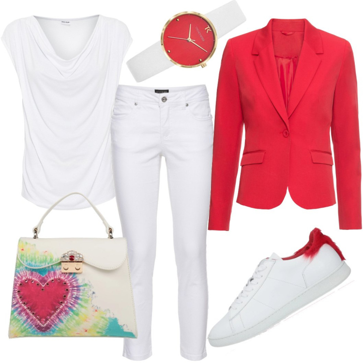 Outfit donna - Total look #1621917. Stile Casual per Tutti i giorni. Abbinamento con maglieria, blazer, pantaloni, sneakers, borse a mano, orologi analogici.