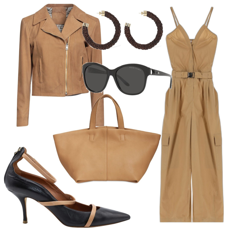 Outfit donna - Tuta Imperial. Stile Basic per Serata fuori. Abbinamento con décolleté, giacche, tute, occhiali da sole, borse a mano, orecchini.