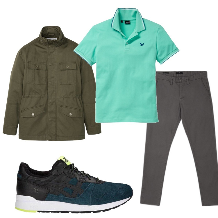 Outfit uomo - Total look #1622129. Stile Casual per Tutti i giorni. Abbinamento con polo, cappotti, pantaloni chino, sneakers.